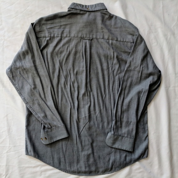 Roundtree & Yorke Charcoal Chevron Striped Shirt L - Picture 2 of 5